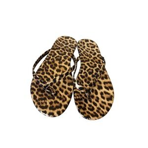 Womens 10 Leopard Print Flip Flop Sandals Thong Flat Summer Shoes